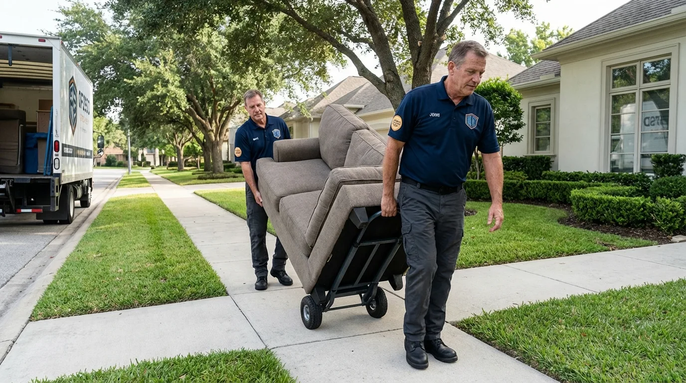 Local residential moving crew loading furniture in Limerick, ME